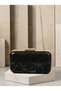 Black Lace Women's Evening Clutch Bag with Gold Accents and a Thick Chain Strap for Weddings and Engagements - 8