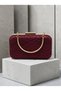 Burgundy Lace Women's Evening Clutch Bag with Gold Accents, Strappy Chain Strap, and Handle—Perfect for Weddings and Engagements - 3