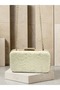 Ecru Lace Women's Evening Clutch Bag with Gold Accents and a Thick Chain Strap for Weddings and Engagements - 8