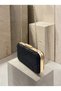 Black Lace Women's Evening Clutch Bag with Gold Accents and a Thick Chain Strap for Weddings and Engagements - 6