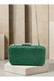Green Lace Women's Evening Clutch Bag with a Strappy Handle, Chain Strap, and Silver Accents—Perfect for Weddings and Engagement Parties - 8