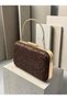 Brown Lace Women's Evening Clutch Bag with Gold Accents, Strappy Chain Strap, and Handle—Perfect for Weddings and Engagements - 4