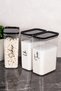 Set of 3, 3000 ml Black Vacuum-Sealed Transparent Acrylic Food Storage Containers with Labels for Tea, Sugar, Flour, and Salt - 4