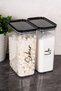 Set of 2, 3000 ml Black Vacuum-Sealed Transparent Acrylic Mica Food Storage Containers with Labels for Tea, Sugar, Flour, and Salt - 3