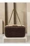 Brown Lace Women's Evening Clutch Bag with Gold Accents and a Thick Chain Strap for Weddings and Engagement Parties - 7