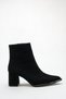 Women's Black Suede Heeled Boots - 6