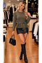 Women's Long-Sleeved Knit Blouse with a Tie-Detail and Ruffle Detail - 2