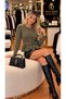 Women's Long-Sleeved Knit Blouse with a Tie-Detail and Ruffle Detail
