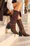 Teo Western Women's Cowboy Stylish Ankle Boots with Metal Studs P2008 - Dark Brown - 2