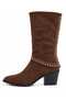 Teo Western Women's Cowboy Stylish Ankle Boots with Metal Studs P2008 - Dark Brown - 6