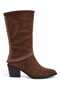 Teo Western Women's Cowboy Stylish Ankle Boots with Metal Studs P2008 - Dark Brown