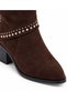 Teo Western Women's Cowboy Stylish Ankle Boots with Metal Studs P2008 - Dark Brown - 3