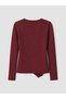 Peak New Season Burgundy Double-Breasted Collared Gathered Blouse - 7