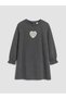 Peak New Season Anthracite Crew Neck Embroidered Girls' Dress