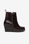 Women's Brown Wedge Heel Casual Side-Zip Closure Boots