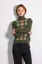 Diamond Patterned Crew-Neck Wool Sweater - Khaki - 3