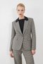Houndstooth Blazer Jacket with Embellished Collar - Green