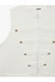 Mandarin Collar Sleeveless Decorative Button Knit Vest With Pockets - 7
