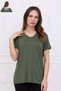 Viscose V-Neck Long-Sleeve T-Shirt with Back Detail