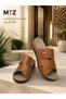 Men's Cross Strap Adjustable Sandals - Brown - 4