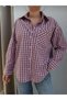 Oversized Plaid Shirt with a Pocketed Collar and Rhinestones - 2