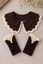 Teachers' Day Gift Handmade Vintage Knitted Collar and Fingerless Lace Gloves Set - 3