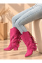 Arizona Fuchsia Suede Tasseled 5 cm Heel Dallas Boots Botties - 2