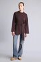 I6261AXBN340 Coffee-Colored Regular-Fit Crew Neck Belted Asymmetrical Long-Sleeve Basic T-Shirt - 2