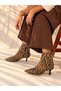 Savanna Leopard Leather 5 cm Thin Heel Tassel Detail Women's Boots Botti̇e - 6