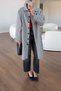 Black Gingham Straight-Cut Lined Midi Trench Coat - 3
