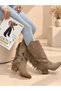 Arizona Mink Suede Tasseled 5 cm Heel Dallas Boots Botties - 3