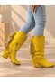 Arizona Yellow Suede Tasseled 5 cm Heel Dallas Boots Botti̇e - 5