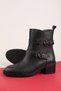 Women's Genuine Leather Double-Buckle Heeled Boots, Item No. 8050, Black - 4
