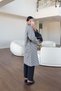 Black Gingham Straight-Cut Lined Midi Trench Coat - 5