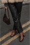 Women's Winter Stretch Faux Leather Square-Toe 7-Centimeter Block Heel Side Zipper Ankle Boots - 2