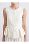 Peak New Season White Crew Neck Textured Ruffled Blouse - 3