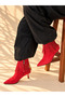 Savanna Red Suede 5 cm Thin Heel Tassel Detail Women's Boots Botties - 6