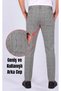 Men's Gray and Black Checked Glen Plaid Chef, Waiter, and Cook Pants with Pockets, Side Elastic, and Belt (212) - 4