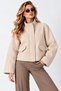 AGLİMMER Women's Oversized Short Suede Jacket with Invisible Zipper, Mock Neck, and Hidden Pocket - 5
