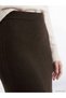 TWO MT SHOP QUALITY LCW Vision Brown Knit Skirt with Straight Cut, Midi Length, for Women - 3