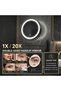 8'' Wall Mounted Lighted Makeup Mirror, 1X/20X, Black - 4