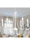 French Country Chandelier, White 6-Light Adjustable Hanging Light