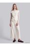 LCW Vision White Armure Fabric Straight Standard & Regular Wide-Leg Women's Pants, Featuring the ALITA CITY Touch