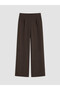 LCW Modest Brown Gabardine Solid-Color Carrot-Cut Wide-Leg Women's Pants, Featuring the ALITA CITY Touch - 5