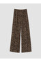 LCW EVERYDAY Brown Linen-Blend Leopard Print Comfort & Relax Wide-Leg Women's Pants, Featuring the ALITA CITY Touch - 5