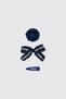 Girls' Blue Grosgrain Denim Buckled Bow Set - 2