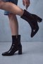 Women's Winter Patent Leather Pointed-Toe Ankle Boots with a 7-cm thick heel and side zipper closure - 4