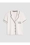 LCW DREAM Ecru Jersey Embroidered Short-Sleeve Women's Pajama Top, Featuring the ALITA CITY Touch - 4