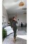 Women's Half Turtleneck Suede Fabric Opportunity Product Midi Length Dress - 3