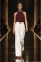 Textured Halter Neck Blouse - Burgundy - 2